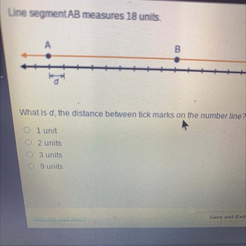 What is d,the distance between tick marks on the number line-example-1