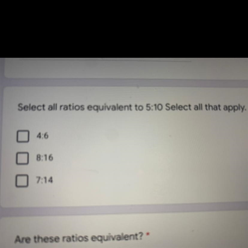 Select all ratios equivalent to 5:10 select all that apply-example-1