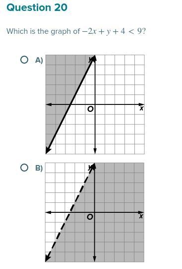 Which is the graph of −2x+y+4<9? HELP PLEASE!-example-1