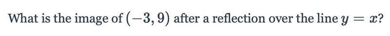 What is the image of (−3,9) after a reflection over the line y = x?-example-1