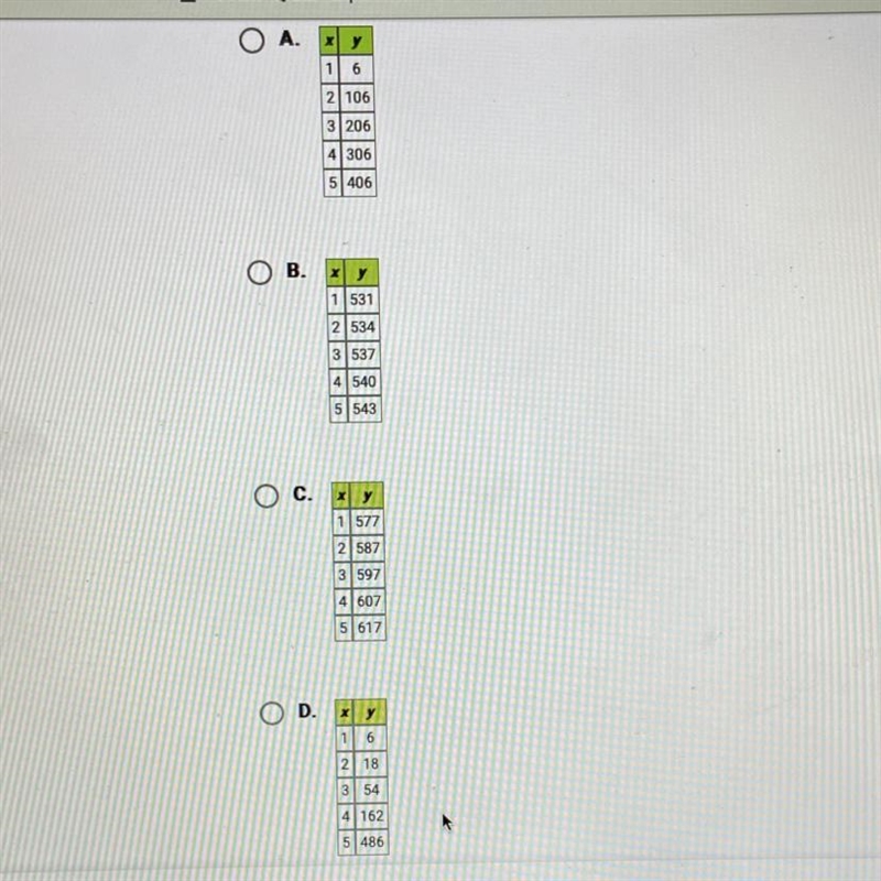 These tables of values represent continuous functions. For whichfunction will the-example-1