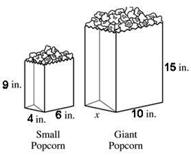 Esmeralda works in the snack bar at the movie theater. She serves popcorn in two sizes-example-1