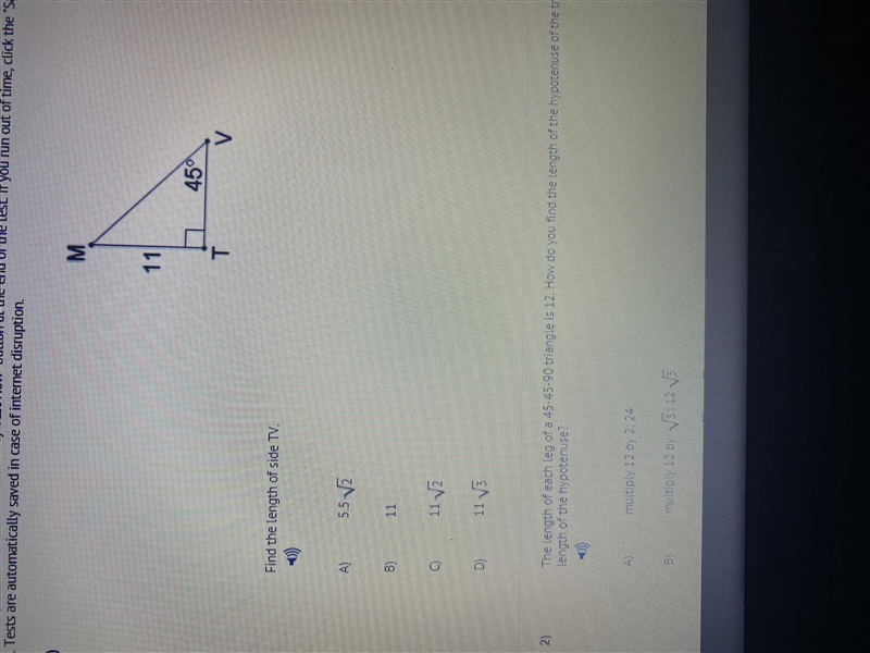 Find the length of side TV-example-1