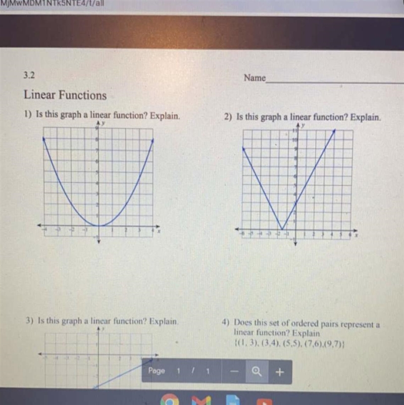 1) Is this graph a linear function? Explain.....2) Is this graph a linear function-example-1