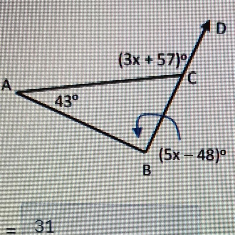 FIND VALUE OF X AND OF ANGLE ABC AND ACD PLS HELP GEOMETRY-example-1