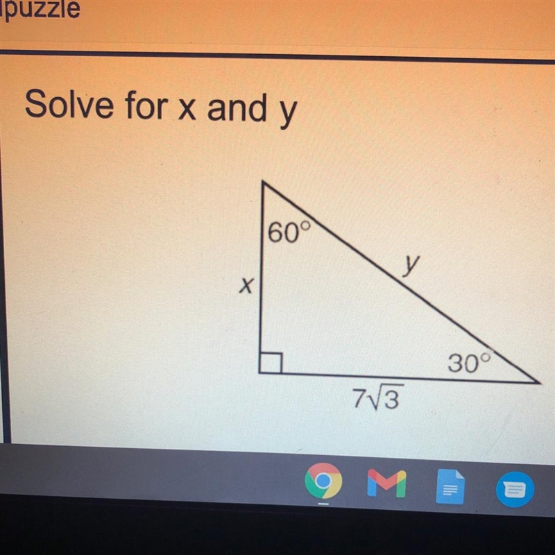 Solve for x and y 60° у Х 30° 73-example-1