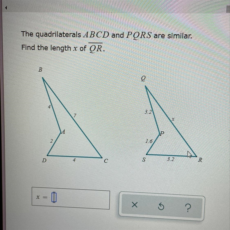 Find the length of x-example-1