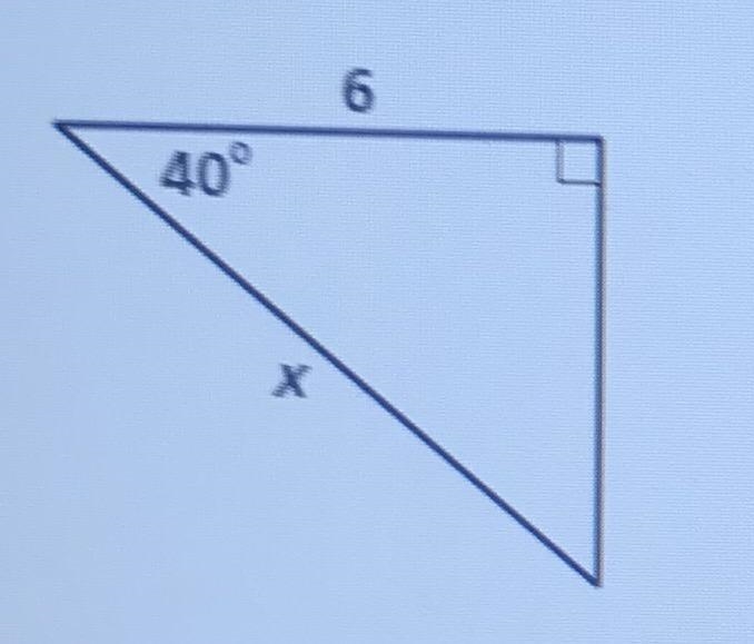 Find the value of x. Round to the nearest tenth A. 4.6 B. 5.0 C. 7.8 D. 9.3-example-1