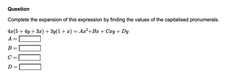 Complete the expansion of this expression by finding the values of the capitalised-example-1