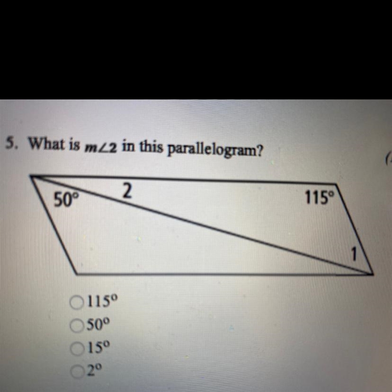 What is m<2 in this parallelogram?-example-1