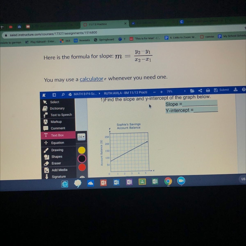 Find the slope and y-intercept of the graph below-example-1