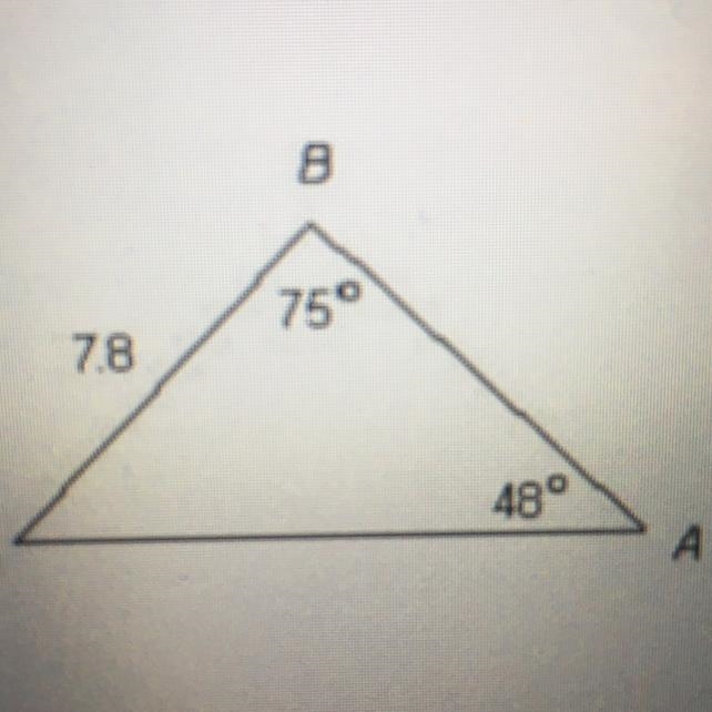 Solve the given triangles by finding the missing angle and other side lengths-example-1