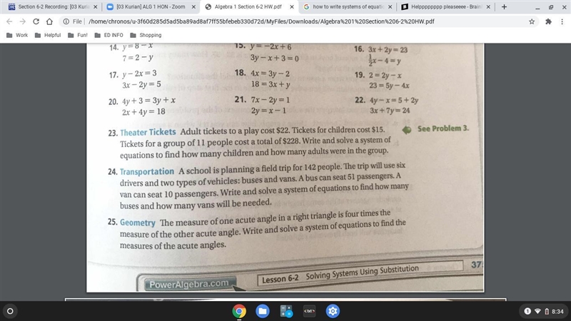 PROBLEM 24 Can you write the equations for this word problem? Having trouble figuring-example-1