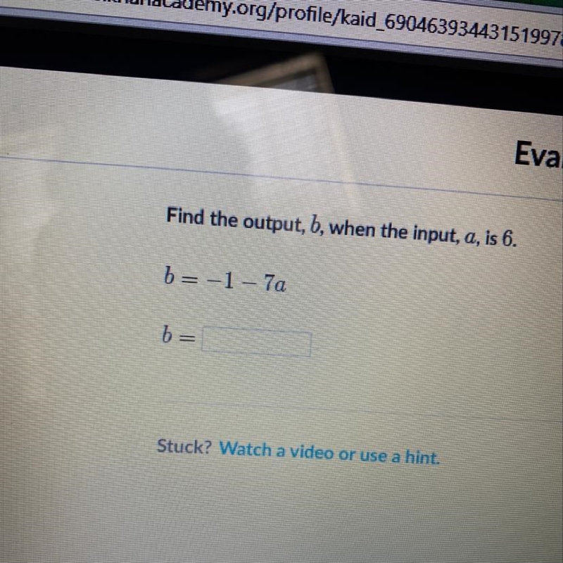 Find the output,b,when the input, is 6-example-1