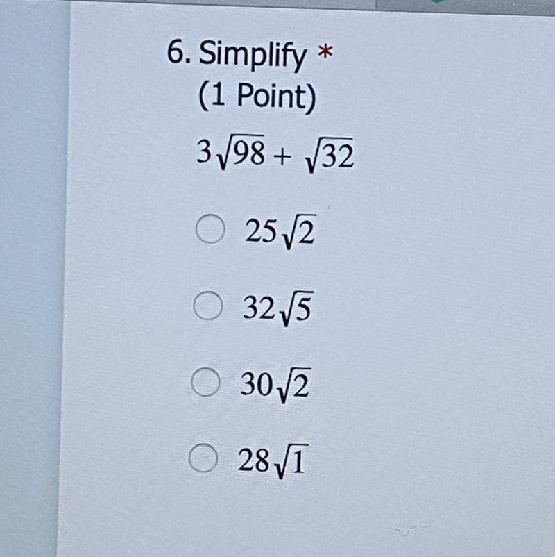 Simplifying radicals pt.4 please help ASAP and explain if possible-example-1