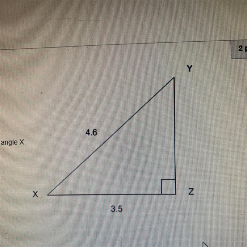 Given the following triangle, solve for angle X A. 41.77 B. 40.46 C. 40.15 D. 39.69-example-1