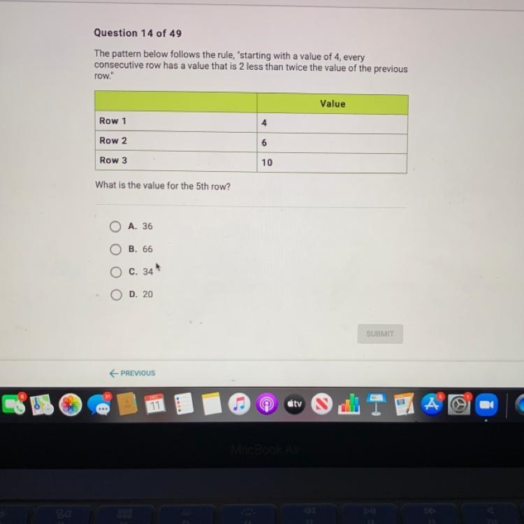 The pattern below follows the rule, "starting with a value of 4, every consecutive-example-1