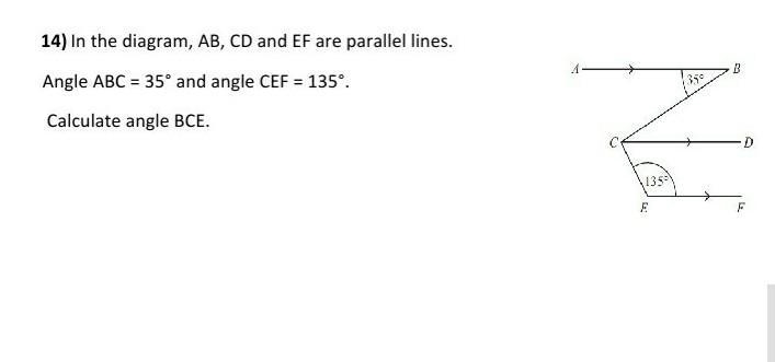 What is the angle BCE ? ​-example-1