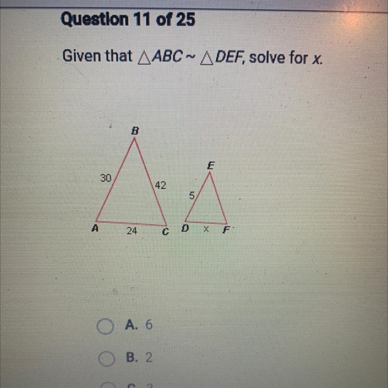 Please help I’m stuck! a. 6 B. 2 c. 3 D.4 Thank you-example-1