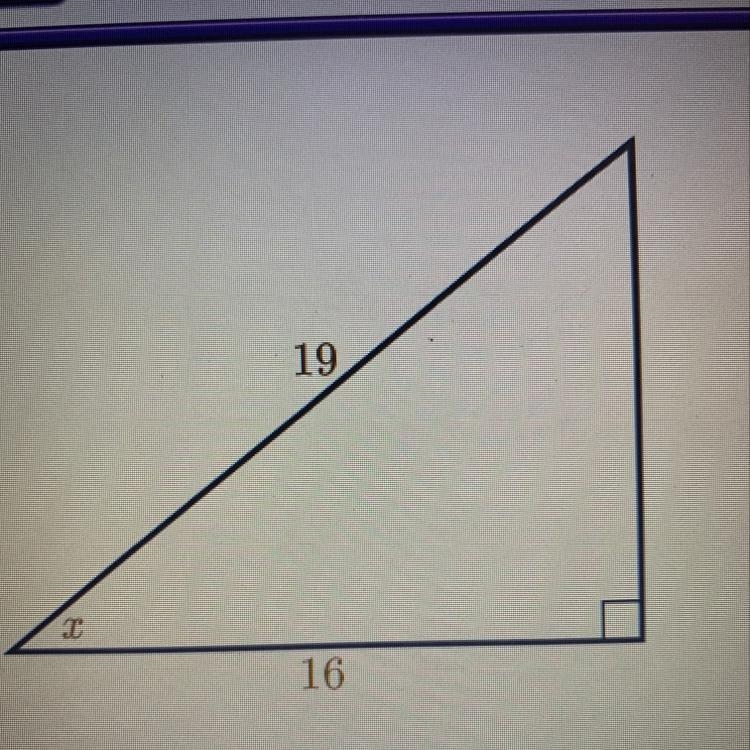 Find the value of x. Round to the nearest degree. 33 degrees 40 degrees 50 degrees-example-1