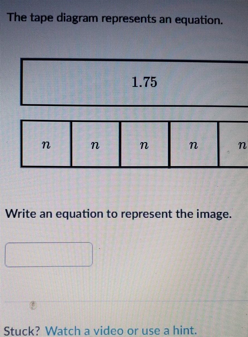 The tape diagram represents the equation write an equation to represent the image-example-1