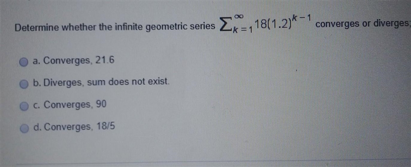 Converges or Diverges: Please help me​-example-1