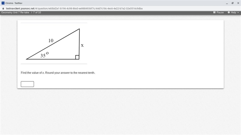 Find the value of x. Round your answer to the nearest tenth.-example-1