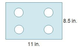 HELP!!!Four congruent circular holes with a diameter of 2 in. were punched out of-example-1