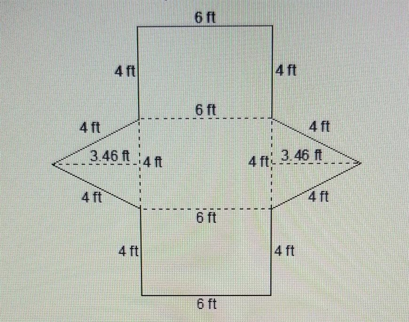 A tent in the shape of a triangle prism is made using the following piece of fabric-example-1