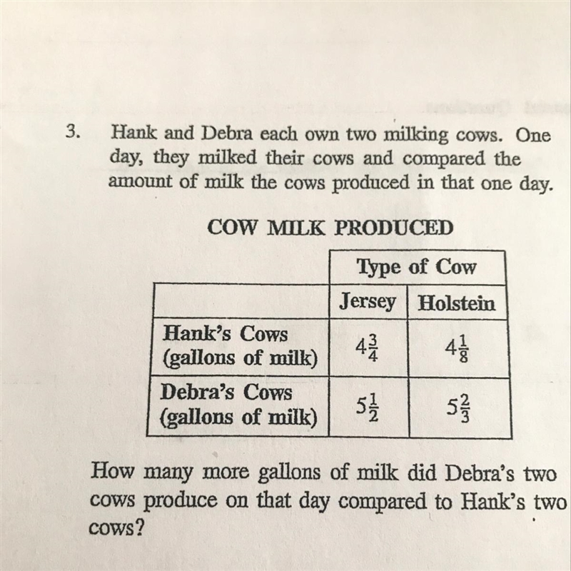 Hank and Debra each own two milking cows. One day, they milked their cows and compared-example-1