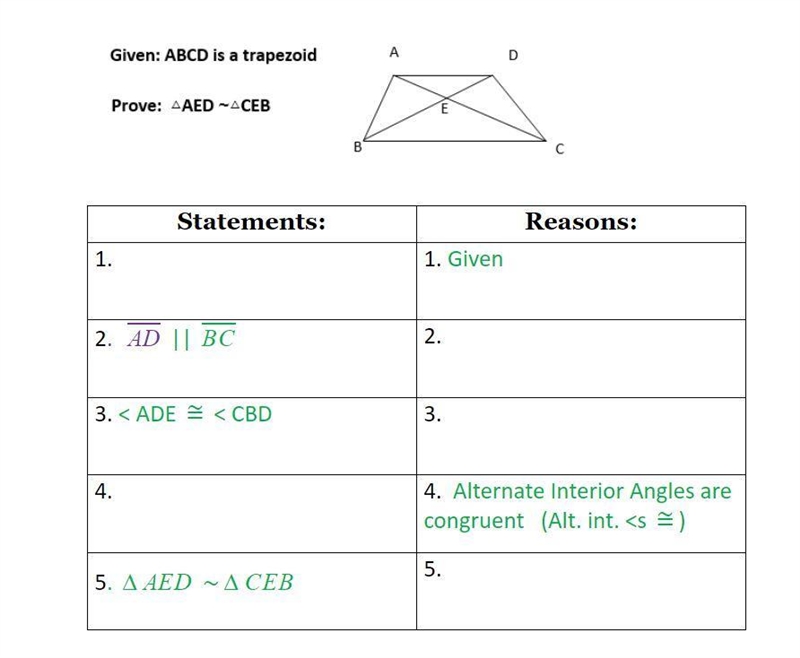 PLZ HELP ASAP Given- ABCD is a trapezoid Prove: triangle AED is approximately triangle-example-1