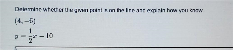 Im struggling please help!!! Determine whether the given point is on the line and-example-1