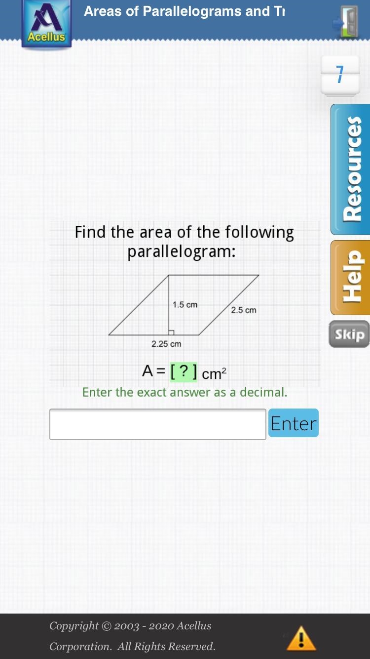 Find the area of the following parallelogram-example-1