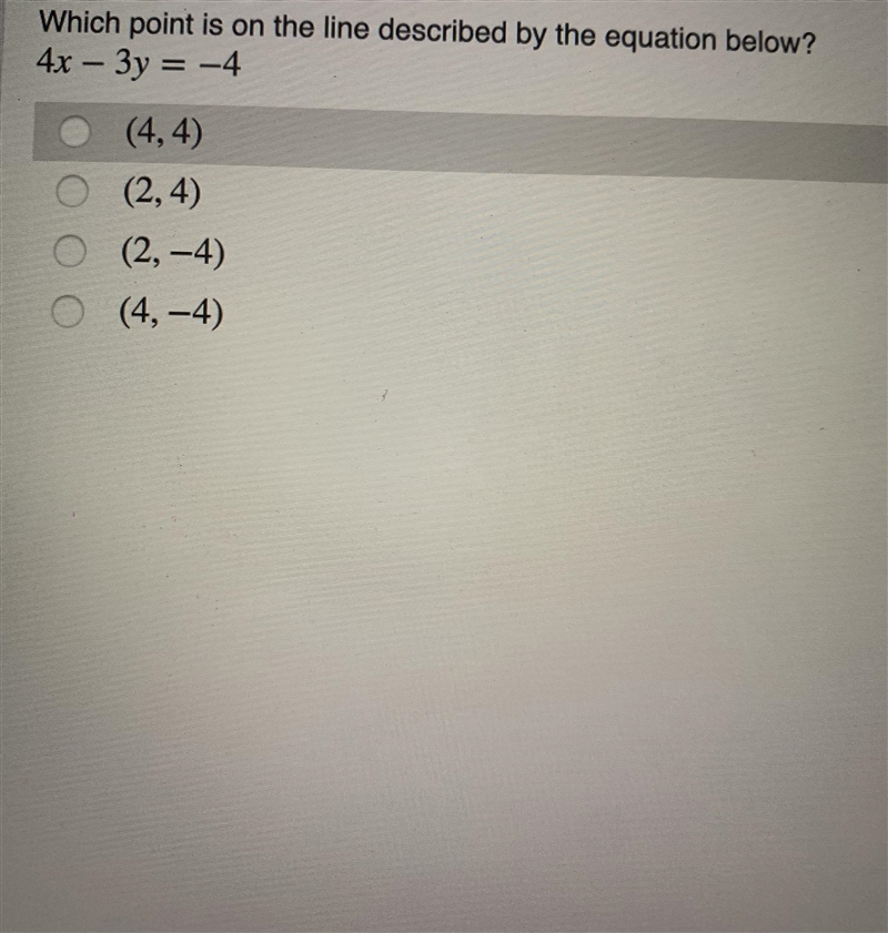 Which point is on the line described by the equation below?-example-1