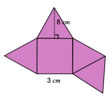 The net below makes a square pyramid. Find its surface area.-example-1