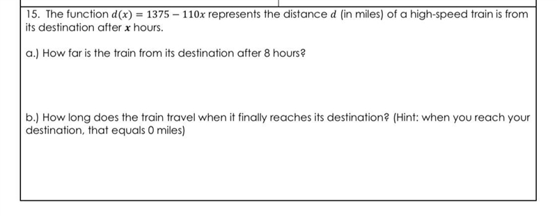 How far is the train from its destination? How long does the train travel when it-example-1