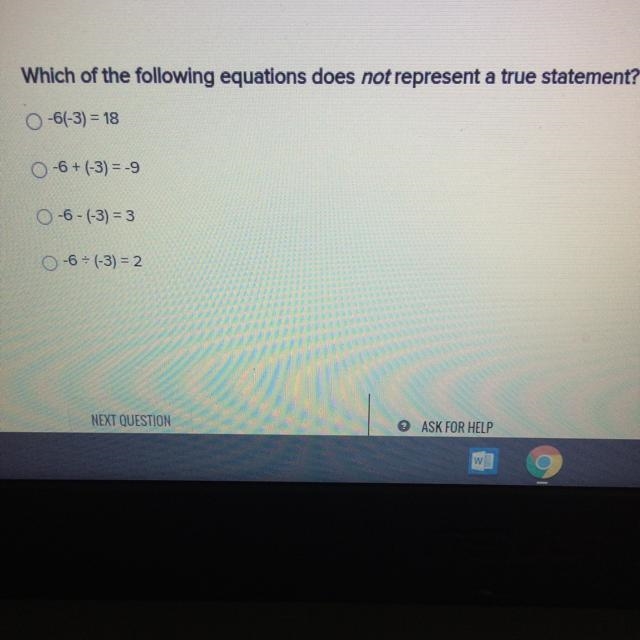 Which of the following equations does not represent a true statement-example-1