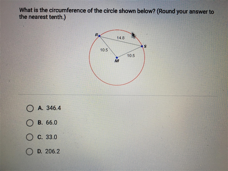 HELP PLEASE :) What is the circumference of the circle shown below-example-1