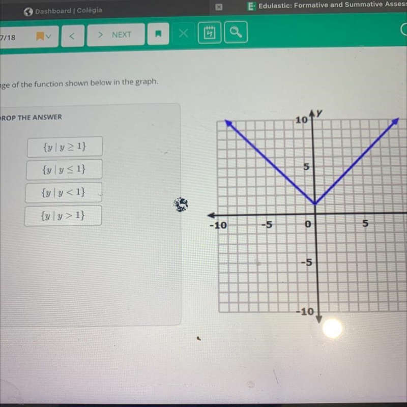 HELP!!!!!!!!! What is the range of the function shown below in the graph.-example-1