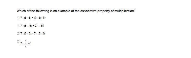 Which of the following is an example of the associative property of multiplication-example-1