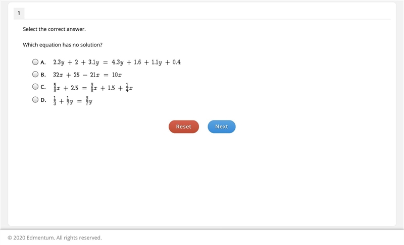 Which equation has no solution?-example-1