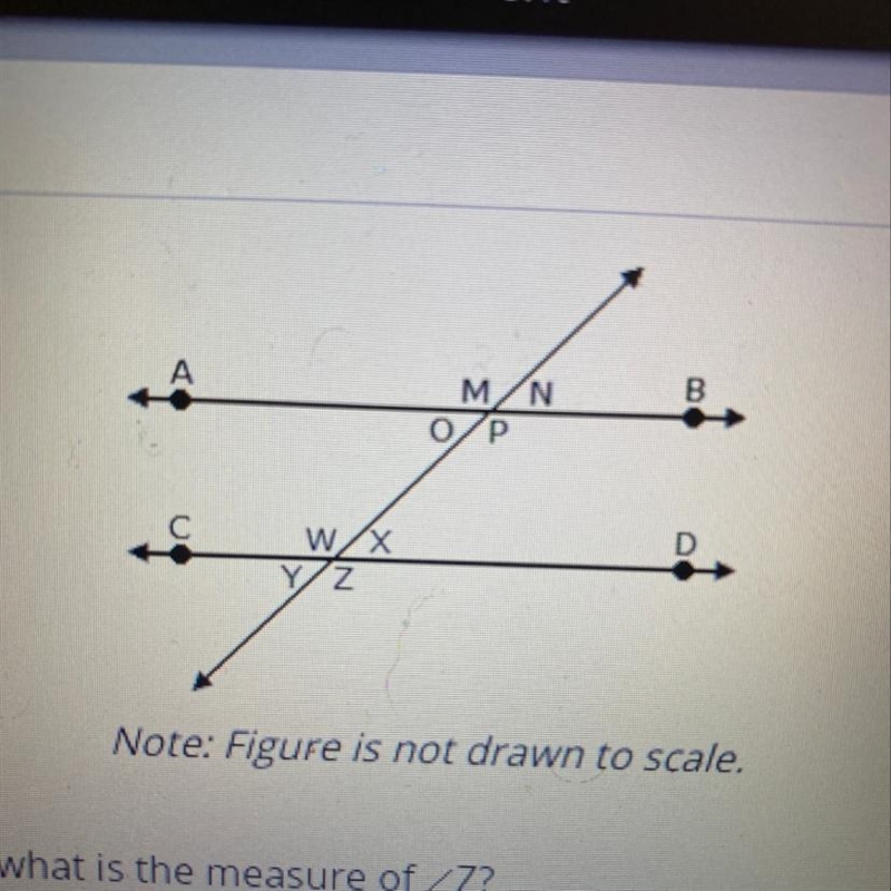 B M/N O/P WX YZ Note: Figure is not drawn to scale. If the measure of ZW equals 118°, then-example-1