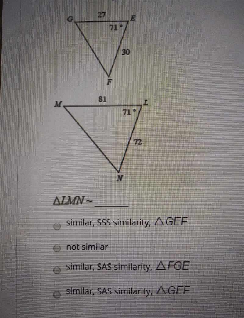 state of the triangles in each pair are similar. If so State how you know they are-example-1