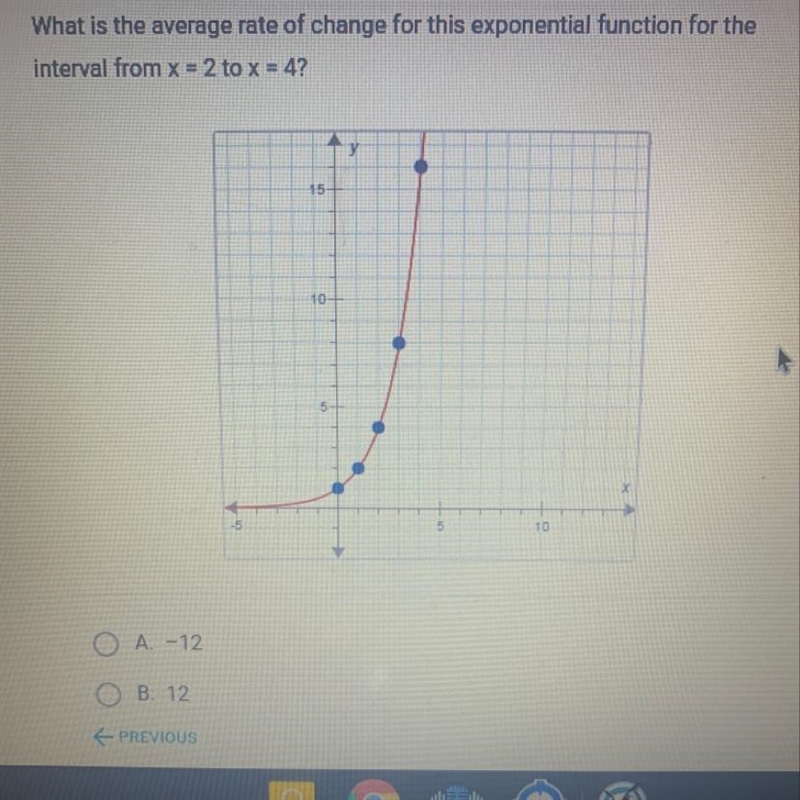 What is the average rate of change for this exponential function for the interval-example-1