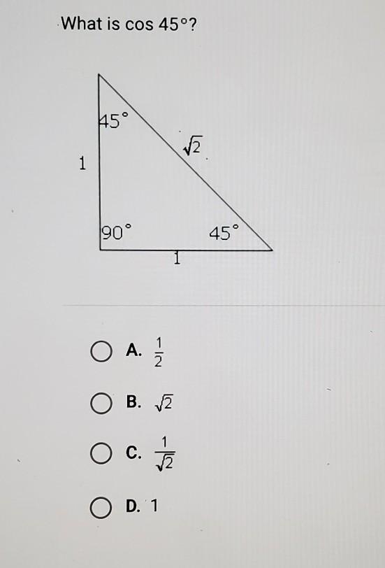 What is cos 45º? See picture for more details ​-example-1