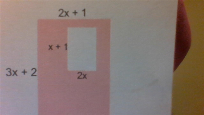 Write an expression to represent the area of the shaded region. Please show work.-example-1