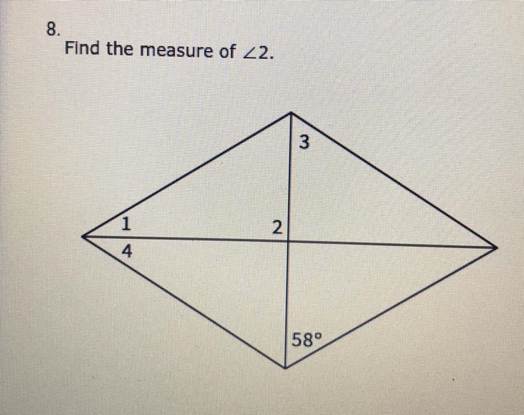 Find the measure of ∠2. a. 32 b. 64 c. 116 d. 90-example-1