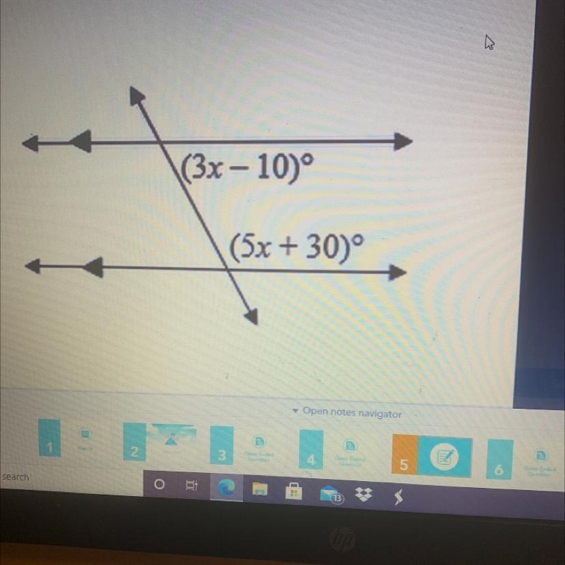 given the parallel lines cut by. a transversal , determine the value of x . please-example-1