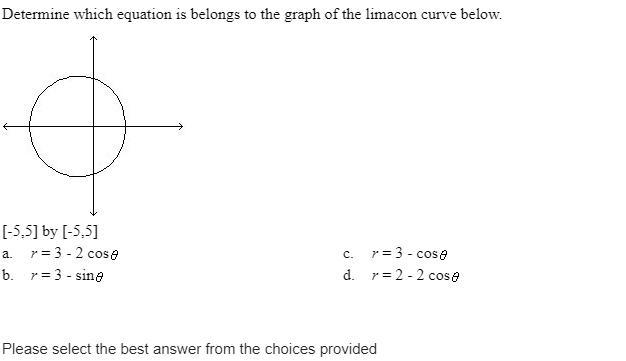 Determine which equation is belongs to the graph of the limacon curve below.-example-1