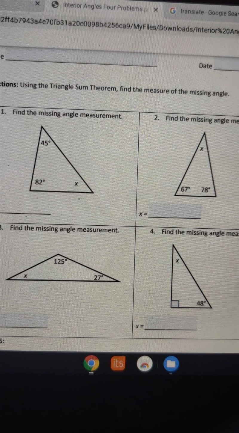 Above it says find the missing angle measurement.-example-1